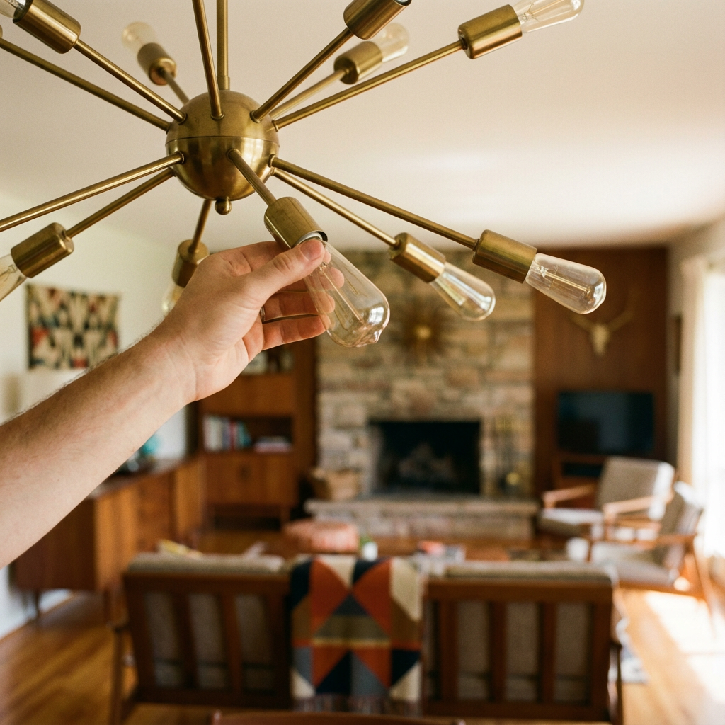 Hand changing lightbulb
